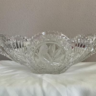 Vintage Hofbauer Byrdes Crystal Oval Centerpiece Bowl