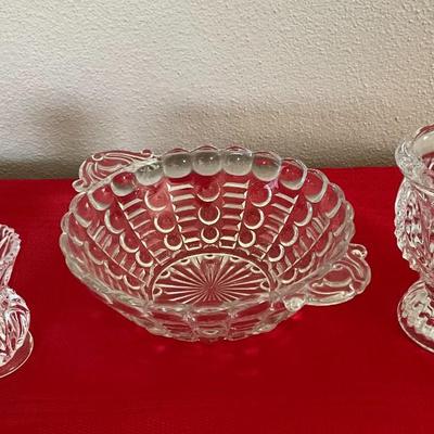 Malt/Shake Glasses, w/Crystal dish, w/toothpick holders