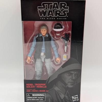 LOT 101: Hasbro, Star Wars The Black Series NIB, The Rebel Trooper, Battle Droid, Clone Trooper Echo, Range Trooper & Marrok Action...