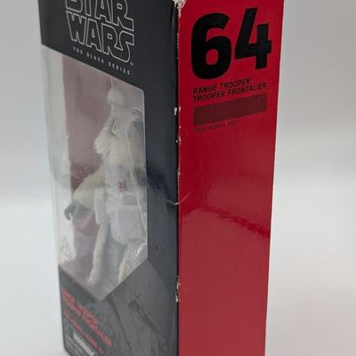 LOT 101: Hasbro, Star Wars The Black Series NIB, The Rebel Trooper, Battle Droid, Clone Trooper Echo, Range Trooper & Marrok Action...