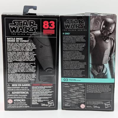 LOT 101: Hasbro, Star Wars The Black Series NIB, The Rebel Trooper, Battle Droid, Clone Trooper Echo, Range Trooper & Marrok Action...