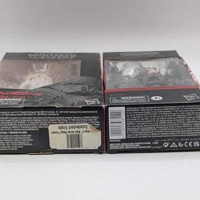 LOT 101: Hasbro, Star Wars The Black Series NIB, The Rebel Trooper, Battle Droid, Clone Trooper Echo, Range Trooper & Marrok Action...