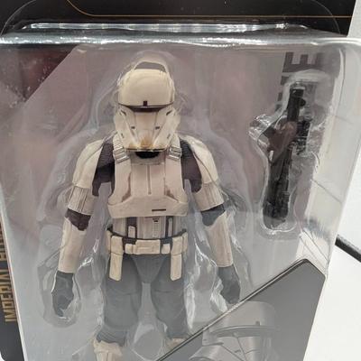 LOT 102: Hasbro Star Wars, The Black Series, NIB Imperial Hovertank Driver, Rebel Trooper, Battle Droid, Rey Jakku With BB-8, New...