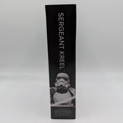 LOT 103: Hasbro Star Wars The Black Series NIB Rebel Fleet Trooper, Sergent Kreel, Battle Droid, Scarif Storm Trooper Squad Leader, Tech...
