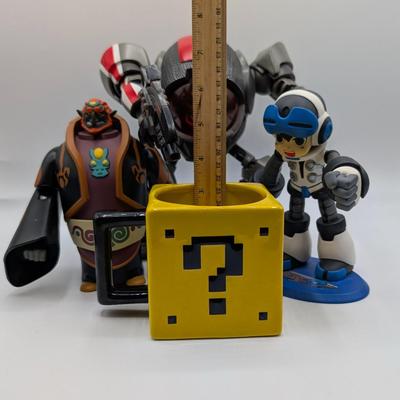 LOT 105: Collection Of Video Game Action Figures, Legend Of Zelda Gandorf, Mighty N0. 9, Plants Vs. Zombies GW2 Grass Effect Z7 Mech...