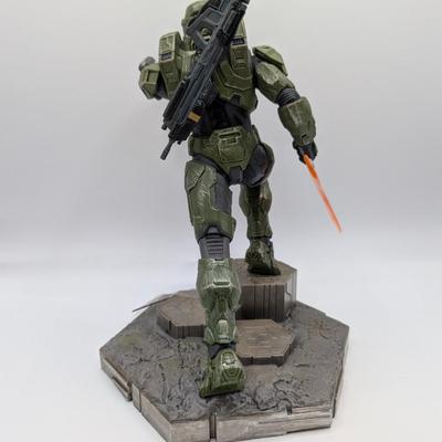 LOT 106: Legend Of Zelda Skyward Sword-Servo Action Figure, Halo Infinite Master Chief With Grappleshot Statue, Master Chief With Rifle...