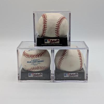 LOT 240: Official MLB Rawlings Signed Baseballs-Bruce Chen, Russ Ortiz, & Brian Roberts