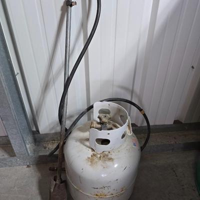 Propane Tank with Weed Burner Torch Attachment