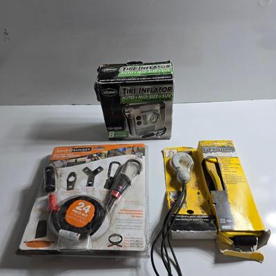 Tire Inflator, Bungee Cord Kit & Trailer Accessories Lot