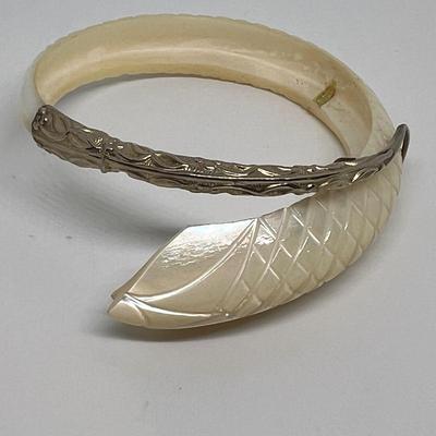 2 Vintage Bracelets - Mother of Pearl, Cloisonne