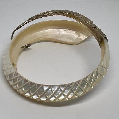 2 Vintage Bracelets - Mother of Pearl, Cloisonne