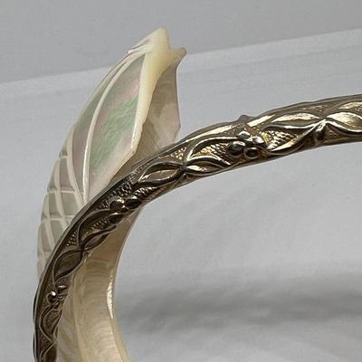 2 Vintage Bracelets - Mother of Pearl, Cloisonne