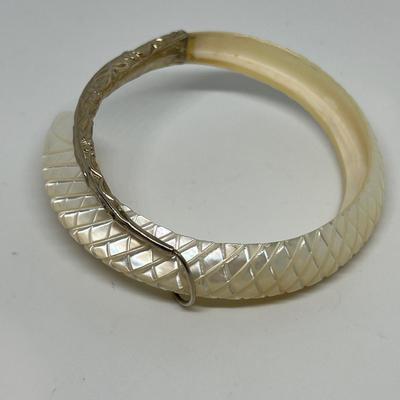 2 Vintage Bracelets - Mother of Pearl, Cloisonne