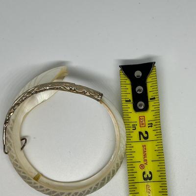2 Vintage Bracelets - Mother of Pearl, Cloisonne