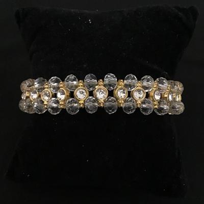 Vintage Clear, crystal rhinestone, stretch bracelet