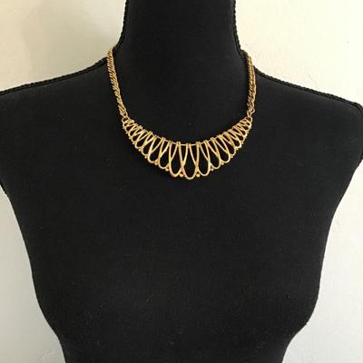 Vintage gold tone statement necklace
