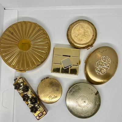 Lot of 7 Vintage Compacts - Revlon, Germaine Monteil, Majestic, Norida