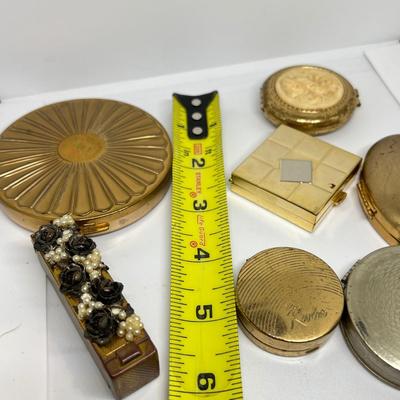 Lot of 7 Vintage Compacts - Revlon, Germaine Monteil, Majestic, Norida