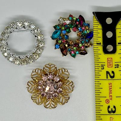 Vintage Brooch Lot - Oversized, Rhinestone, Lenox