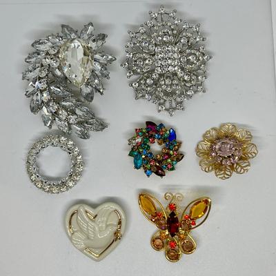 Vintage Brooch Lot - Oversized, Rhinestone, Lenox