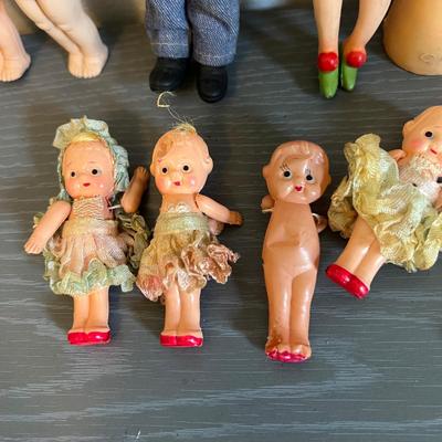 Antique & Vintage Toy Doll Figurine Lot - Celluloid, Carnival Kewpie, Fonz, Liddle Kiddle