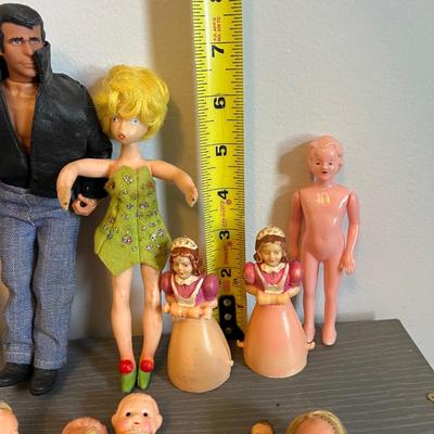 Antique & Vintage Toy Doll Figurine Lot - Celluloid, Carnival Kewpie, Fonz, Liddle Kiddle