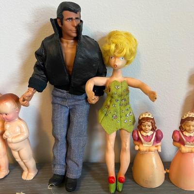 Antique & Vintage Toy Doll Figurine Lot - Celluloid, Carnival Kewpie, Fonz, Liddle Kiddle