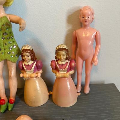 Antique & Vintage Toy Doll Figurine Lot - Celluloid, Carnival Kewpie, Fonz, Liddle Kiddle