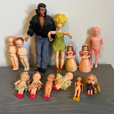 Antique & Vintage Toy Doll Figurine Lot - Celluloid, Carnival Kewpie, Fonz, Liddle Kiddle