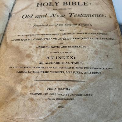 2 Antique Bibles Circa 1809 and 1929