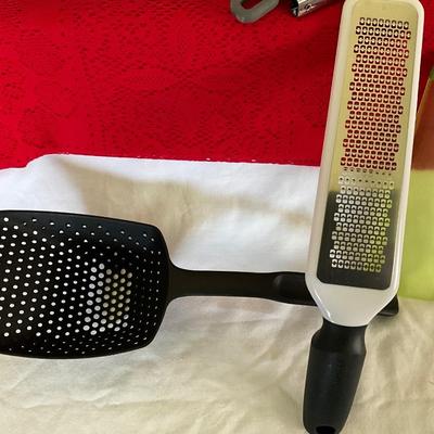 New items, Kitchen Caddy w/Pampered Chef Strainer, Cookie Cutouts New Butter Boy