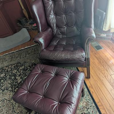Classic Leather Chair & Foot Stool (LR)