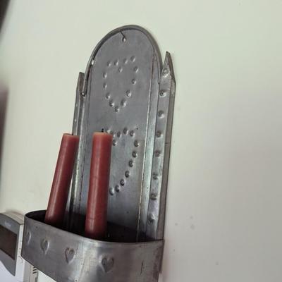 Vintage Punched Tin Candle Sconce (LR)