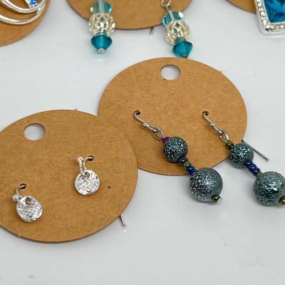Lot of 12 Pierced Earrings Costume Jewelry - Crystal, Rhinestone, Beads