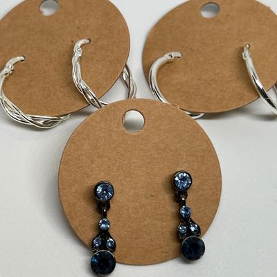 Lot of 12 Pierced Earrings Costume Jewelry - Crystal, Rhinestone, Beads