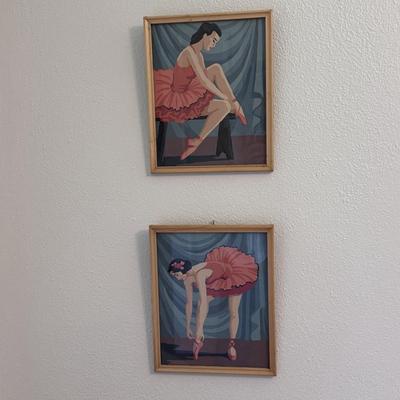 Two Ballerina Prints in Wooden Frames (B2-DZ)