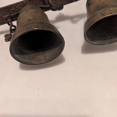Early Brass Horse Hames Bell Set Sleigh Buggy & Small Skillet (B)