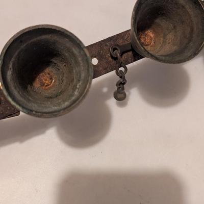 Early Brass Horse Hames Bell Set Sleigh Buggy & Small Skillet (B)