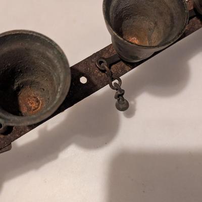 Early Brass Horse Hames Bell Set Sleigh Buggy & Small Skillet (B)