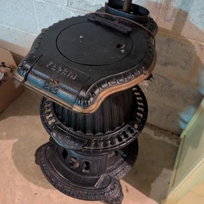 Vintage Florin 212 Cast Iron Pot Belly Stove Table Lamp Rustic Cabin Decor (B)