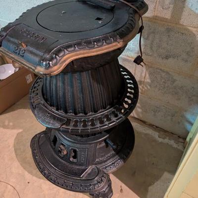 Vintage Florin 212 Cast Iron Pot Belly Stove Table Lamp Rustic Cabin Decor (B)
