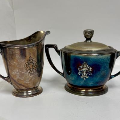 LOT of 2 Silver Plated Cream & Sugar Set WM Rogers & Sons, Rockford Quadruple Plate
