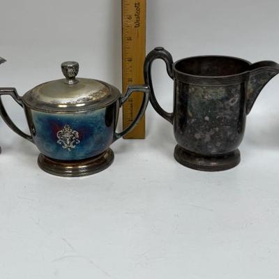 LOT of 2 Silver Plated Cream & Sugar Set WM Rogers & Sons, Rockford Quadruple Plate