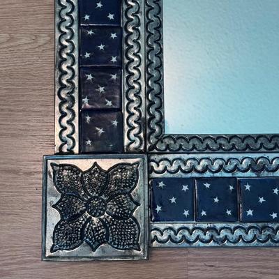 Mexican Tin Talavera Mirror (B2-DZ)