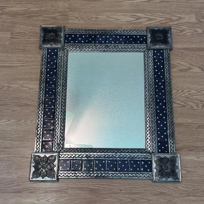 Mexican Tin Talavera Mirror (B2-DZ)