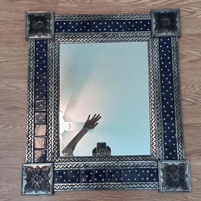 Mexican Tin Talavera Mirror (B2-DZ)