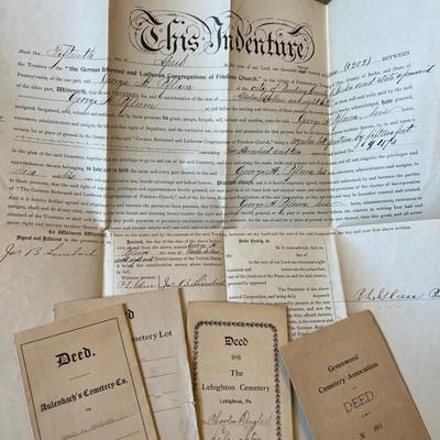 Antique Vintage Ephemera Lot - Stamps, 1899 Deed, Travel