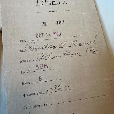 Antique Vintage Ephemera Lot - Stamps, 1899 Deed, Travel