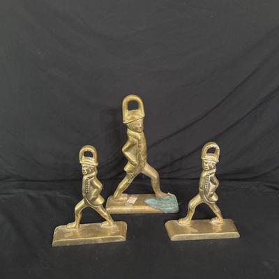 Three Brass Hessian Soldier Doorstoppers (B2-DZ)