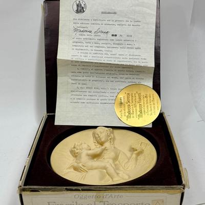 Madonna Serena Volteradici Plate 1979 - Woman Holding a Child - 3 D Plate